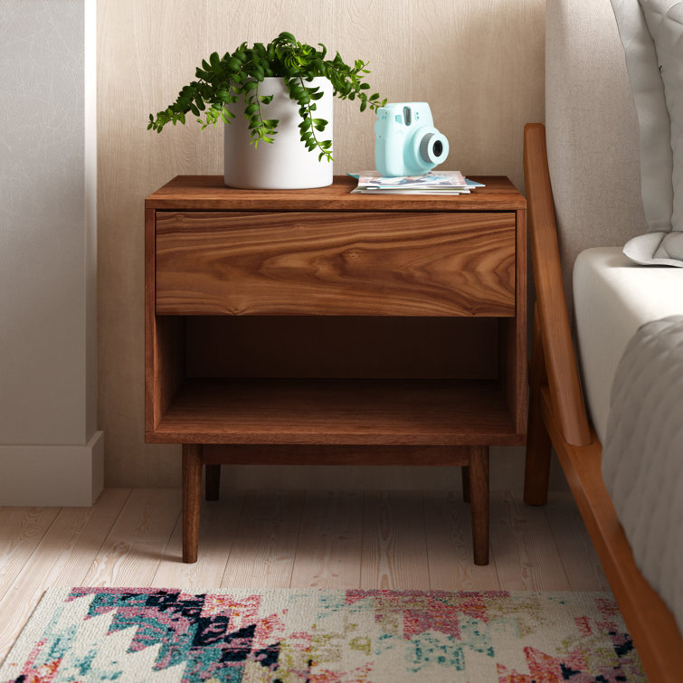 AllModern Indra 1 Drawer Solid Wood Nightstand & Reviews Wayfair Canada
